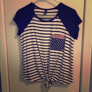 Striped flag pocket tee